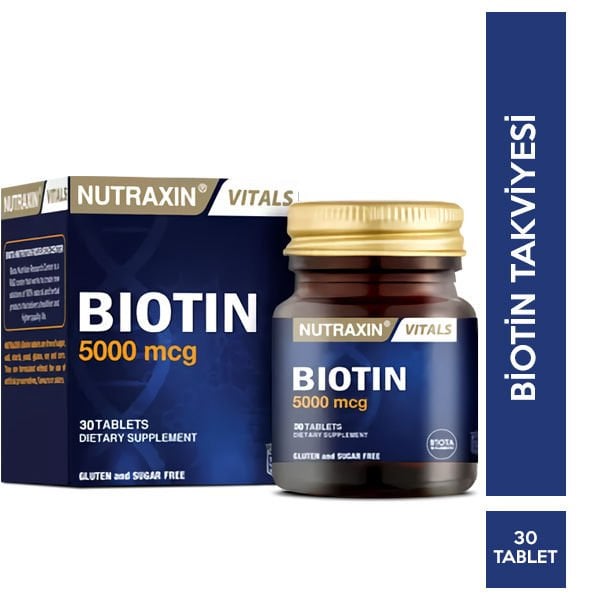 Nutraxin Biotin 5000 mcg 30 Tablet Biotin Takviyesi